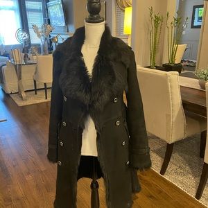 Burberry Black Shearling Lambskin Coat